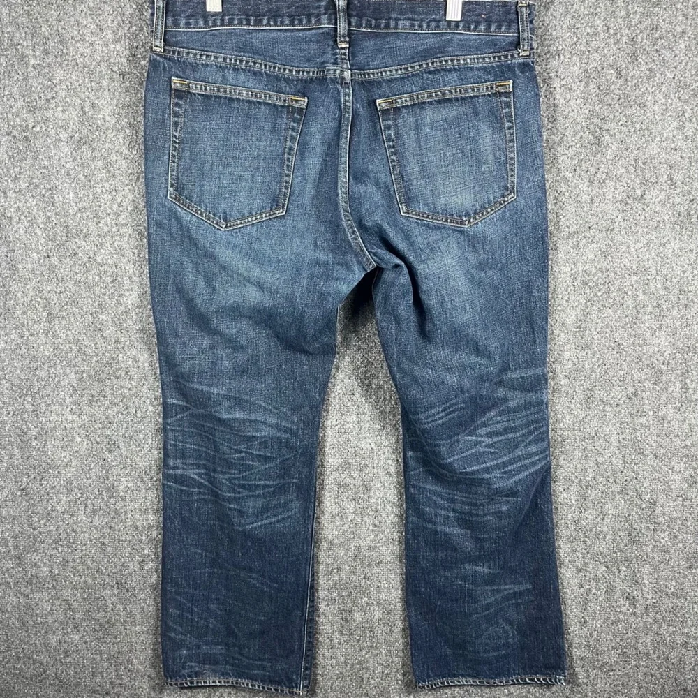 J.Crew Vintage Bootcut Jeans Mens 36 Blue Medium Wash Whiskered Denim 77388